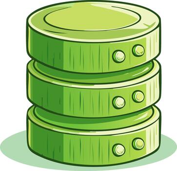 verde tres niveles servidor base de datos icono con botones vector