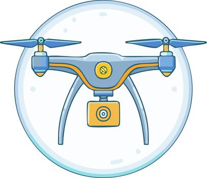 Futuristic drone with camera in clear bubble, flying robot technology concept vector