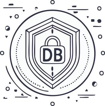 base de datos seguridad proteger gráfico con bloquear y db letras en ilustración vector