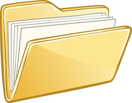 abierto amarillo archivo carpeta conteniendo documentos y documentos, ilustración vector