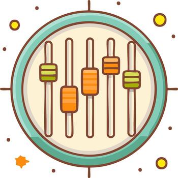 Creative Sound Mixer Controls with Colorful Faders and Dots vector