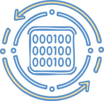 datos corriente transformación proceso con binario código formación y conversión flechas vector
