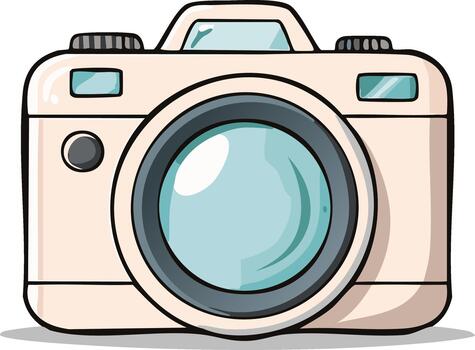 Cartoonish Camera with Lens and Shutter Button for Digital Photography and Capturing Memories vector