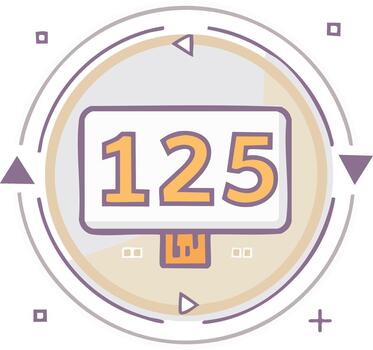 Decorative Illustration with Number 125 in a Geometric Circular Frame, Modern Artistic Graphic vector