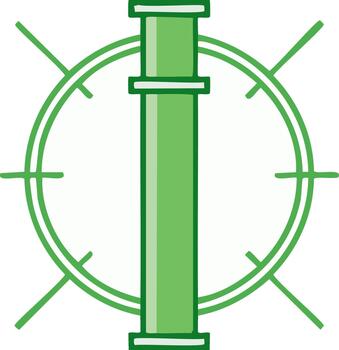 Green Industrial Pipe Segment Centered Within a Circular Target Aiming System vector