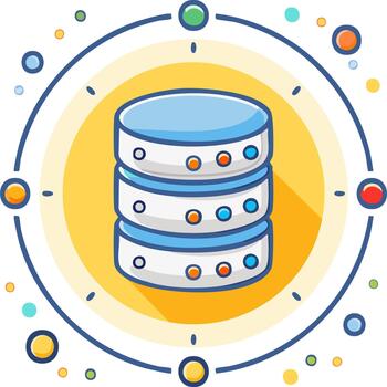 linda dibujos animados base de datos servidor icono representando datos almacenamiento, nube alojamiento, y información tecnología sistemas vector