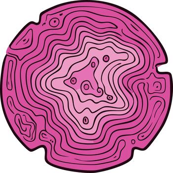 Abstract pink cross section of a geode or tree trunk with organic topographic lines vector