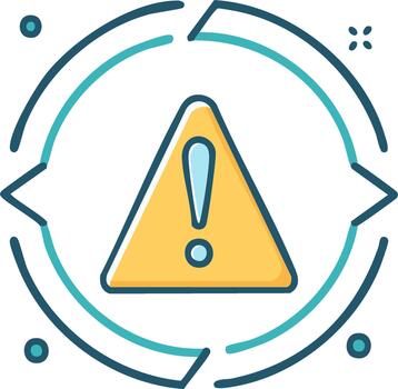 Yellow Warning Triangle with Exclamation Point Inside Looping Arrows Icon vector