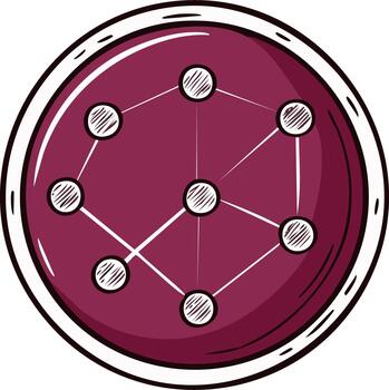 Abstract network diagram icon sketch style illustration with connected nodes vector