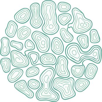 Circular Pattern of Abstract Shapes with Concentric Contours in Teal Blue vector