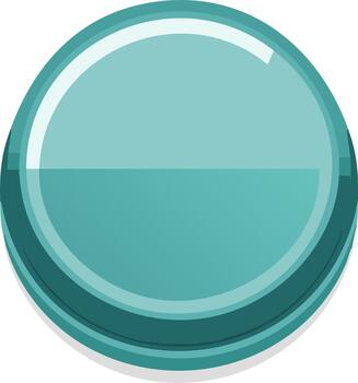 Isolated glossy teal oval button or pill icon with reflective surface and drop shadow vector