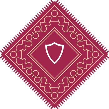 Stylized Geometric Pattern with Shield Element on a Textured Diamond Shape for Icon Design vector