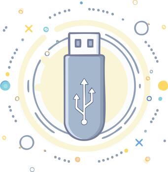 Stylized USB Flash Drive Icon Memory Storage Device Digital Data Symbol vector