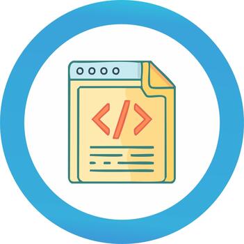 codificación archivo icono con circulo marco para software y web desarrollo vector