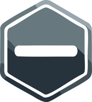 plano menos firmar icono dentro un gris hexágono marco con un largo sombra vector