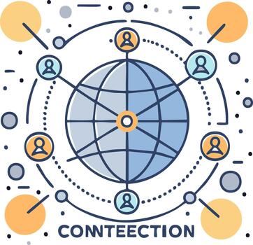 Global Network of People Connected by Interlinked Social Networks Around Globe vector
