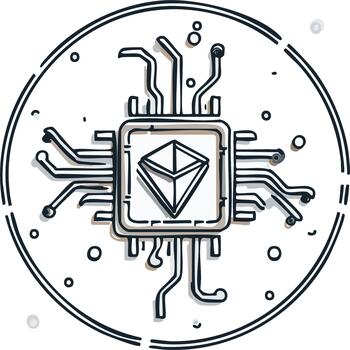estilizado criptomoneda chip icono representando digital blockchain tecnología vector