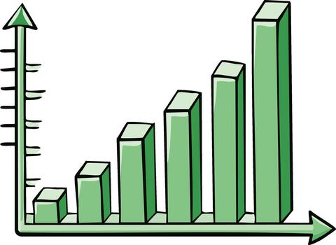 Hand Drawn Bar Graph Illustrating Growth and Financial Success with Increasing Columns vector