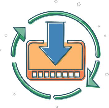 contenido distribución bucle, enviando archivo flecha, circular flujo de trabajo icono, aislado vector