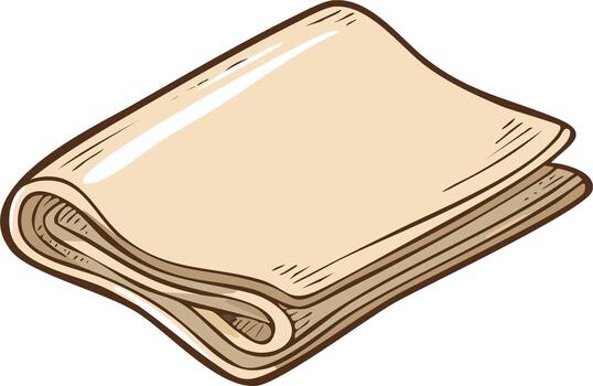 A stack of folded brown paper sheets with subtle shading and line art detail vector
