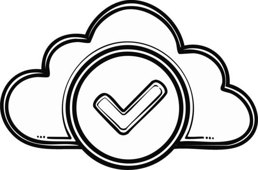 nube informática aprobación cheque marca en clima icono para servidor éxito vector