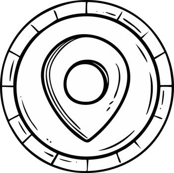 Location Pin Marker within a Circle Frame Hand Drawn Style Element vector