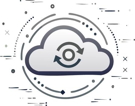 nube informática sincronizar icono con circular flechas y resumen datos fluir elementos vector
