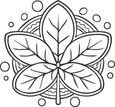 Hand-drawn Buckeye leaf design with simple geometric background and circles vector
