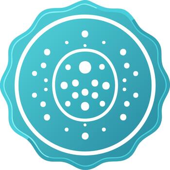 Abstract teal design with circles and dots in a badge or emblem format vector