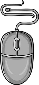 sencillo gris computadora ratón con cableado conexión y Desplazarse rueda ilustración vector