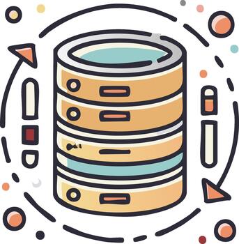 Database server icon for data synchronization processing and backup concept vector