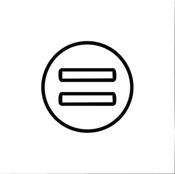 Simple circle icon with two parallel horizontal lines inside illustrating equality or a setting vector