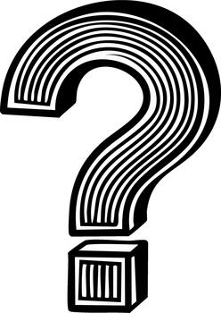 Stylized Question Mark Graphic Design - Abstract Symbol with Parallel Lines, Black and White Illustration vector