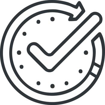 Clock Face Checkmark Arrow Indicates Completion Delivery Punctuality Task Done vector