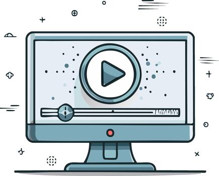 Online Media Player Interface Displayed on Computer Screen with Progress Bar vector