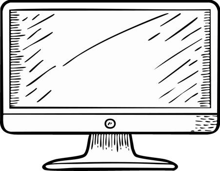 mano dibujado monitor ilustración computadora pantalla monitor para tecnología conceptos y digital espacio de trabajo configuraciones en detallado línea Arte vector