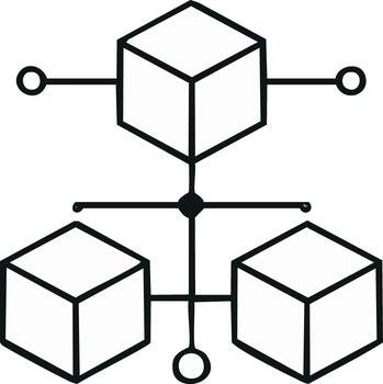Linked Cubes Diagram Symbolic Representation Connection Networks Networking vector