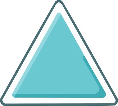 Modern flat design triangle icon in teal. Geometric symbol with rounded corners for UI, web, or navigation vector