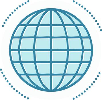 estilizado tierra globo con cuadrícula y limítrofe puntos, internacional conexiones, global redes vector