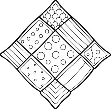 Geometric pattern with various textured squares and outlines vector