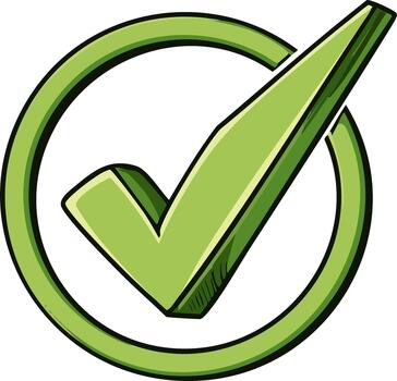 verde cheque marca dentro un círculo, simbólico de aprobación y confirmación, aislado en un blanco antecedentes vector