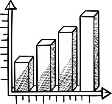 Hand drawn bar chart showing business growth progress and data analysis statistics vector