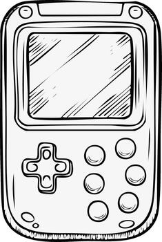 Retro Handheld Game Console Sketch Illustration Gaming Concept Isolated vector