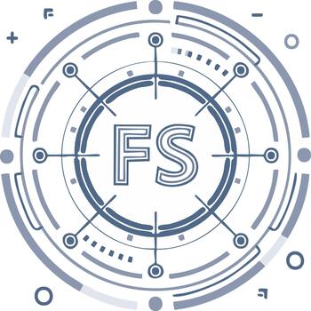 Abstract technological target design with geometric lines, concentric circles, and network points vector