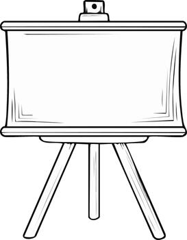 Outline Drawing of Easel with Blank Canvas Ready for Art Creation and Creative Presentations vector