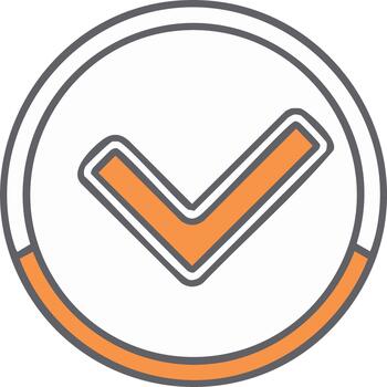 Completed Task Success Icon with Orange Checkmark and Circular Progress Bar vector