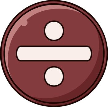 Red Maroon Circular Division Symbol Button Icon Graphic Math Arithmetic Calculation Operator User Interface Element vector
