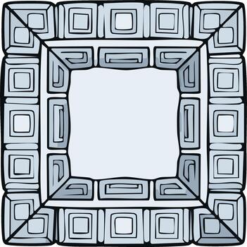 Hand Drawn Decorative Square Frame with Geometric Stone Block Pattern vector