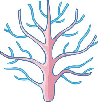 Abstract neural or vascular network illustration featuring blue and pink branching elements vector