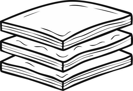 Stack of three rectangular blank pads, line art concept for drawing or writing vector